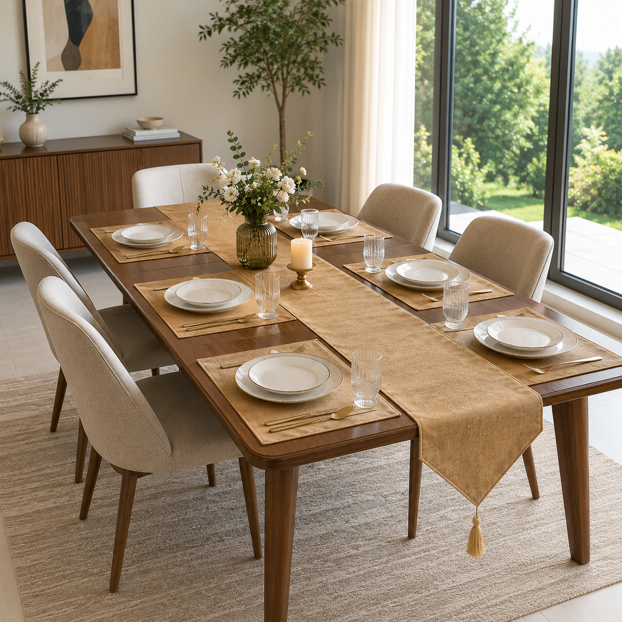 Plain Self Brown Table set